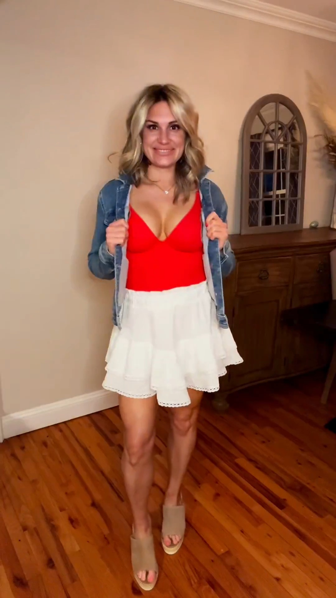 Red, light & blue vibes for Memorial Day! This red V-neck bodysuit is a total must-have—so comfy, flattering, and affordable (under $X!). I paired it with a jean jacket + white skirt, but you can style it a million ways—jeans, shorts, joggers, you name it. Comes in tons of colors too! Linking it for you—run, don’t walk!

#LTKSeasonal