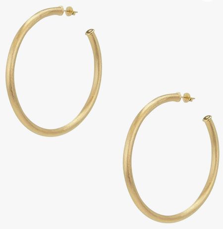 Loving these large brushed gold hoops! They seriously go with everything! 

#LTKstyletip #LTKworkwear #LTKunder100