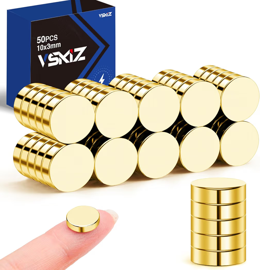 50P Small Magnets 10x3mm Golden Strong Magnets Rare Earth Magnet for Crafts, DIY, Kitchen, Whiteb... | Amazon (US)