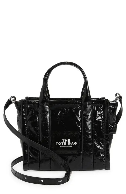 Marc Jacobs The Crinkle Leather Small Tote Bag in Black at Nordstrom | Nordstrom