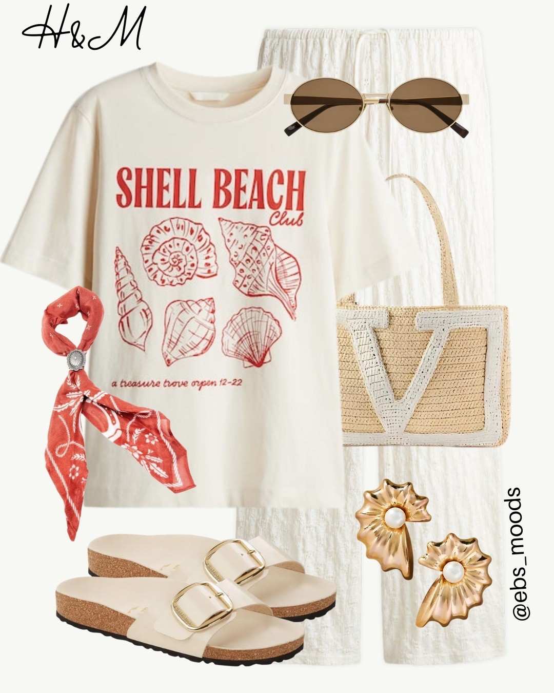H&M weekend look>> casual chic outfit featuring base pieces from H&M

Sandals, satin scarf, shell earrings, graphic tee

#LTKSeasonal #LTKFindsUnder50 #LTKFindsUnder100