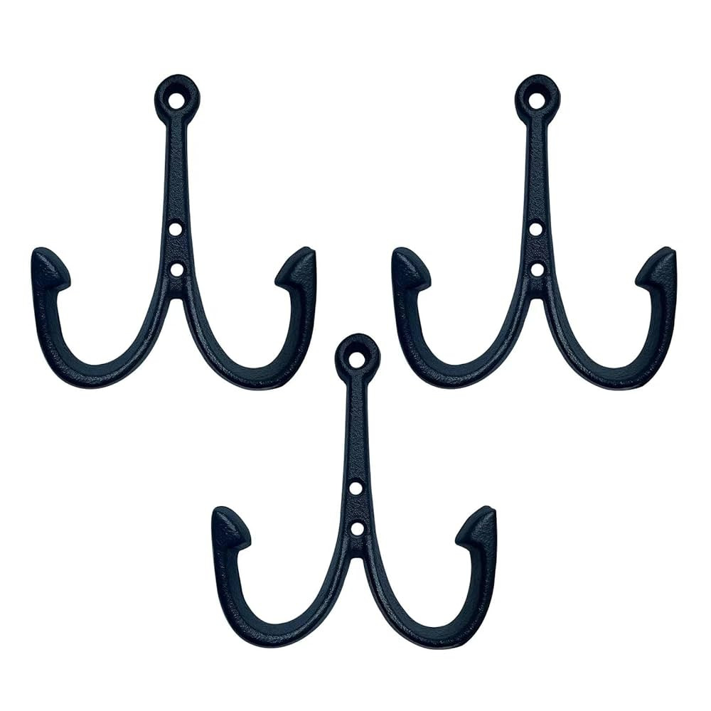 Nautical Anchor Cast Iron Black Fish Wall Hook Coat Beach Towel Key Holder Screws Included (3 PCS... | Amazon (US)