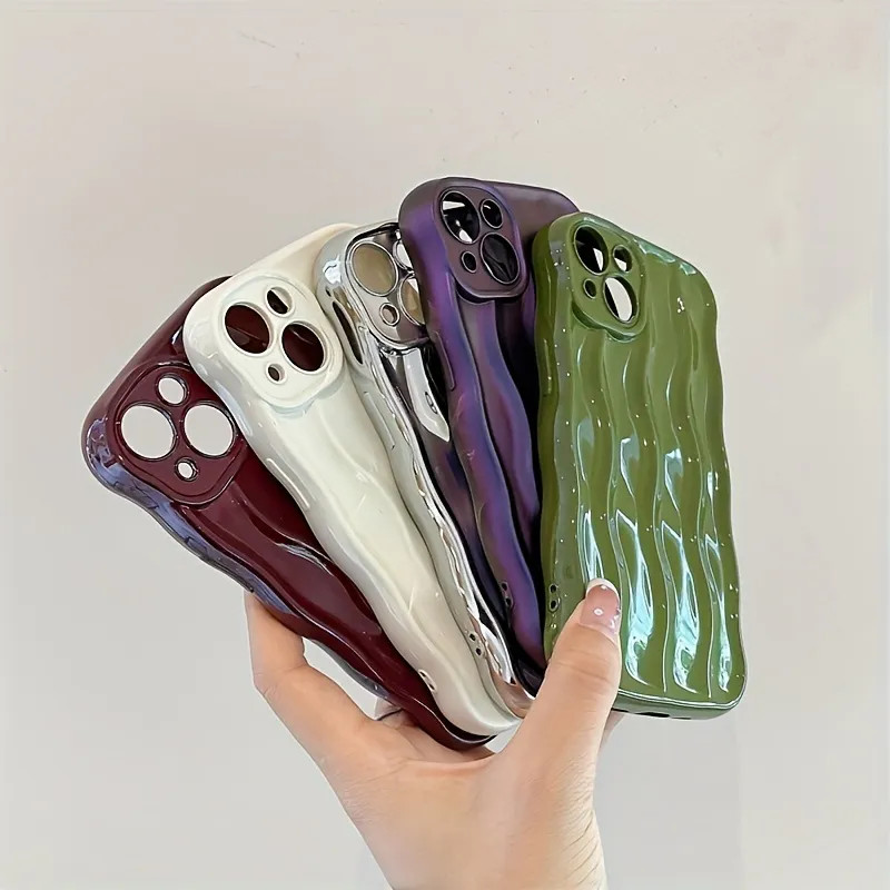 Pleated Wave Electroplating Silver Phone Case For Iphone14 13 12 11 Pro Max Soft Silicone Cover G... | Temu Affiliate Program