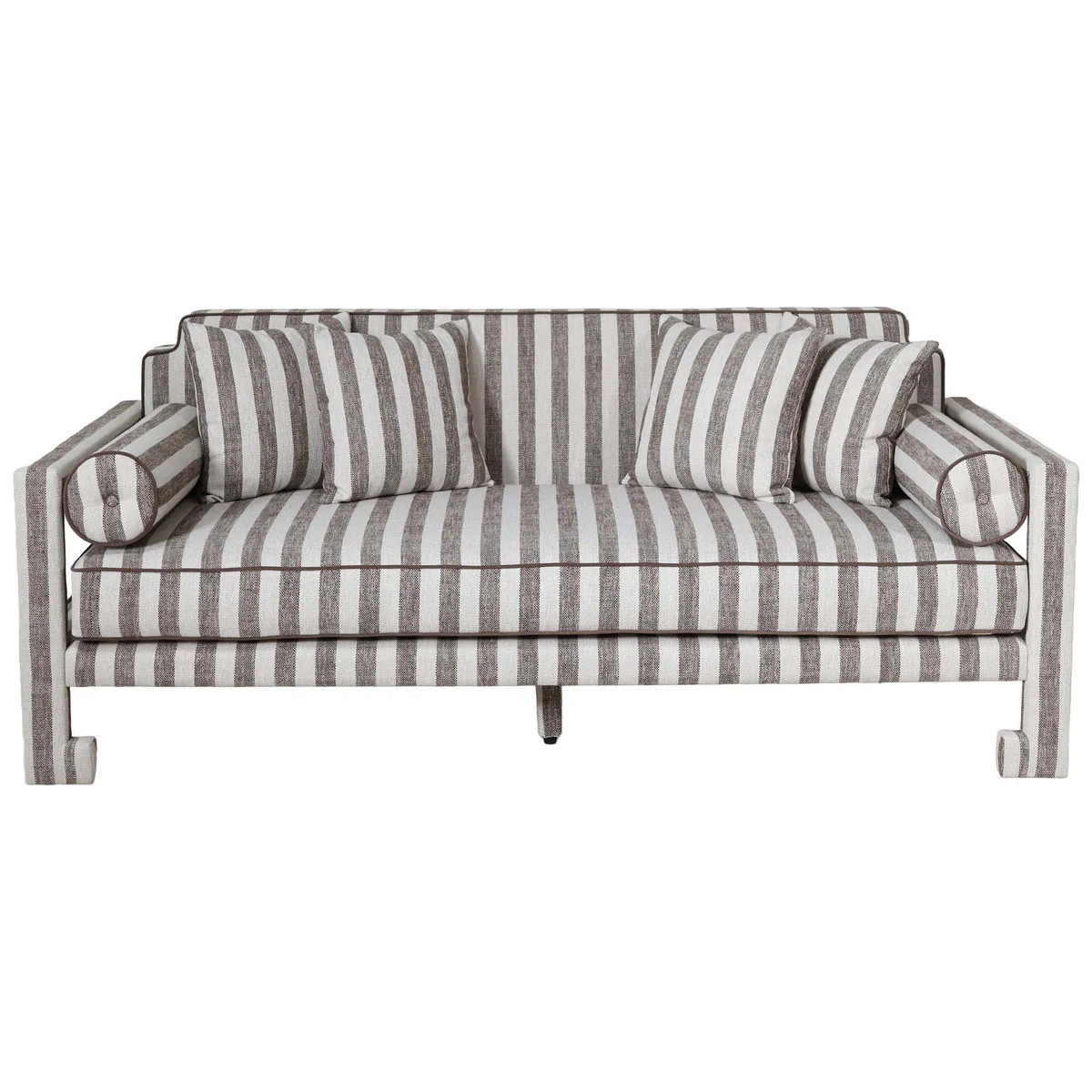 Janou Sofa in Chocolate Stripe | Contemporary Seating | Scout Design Studio