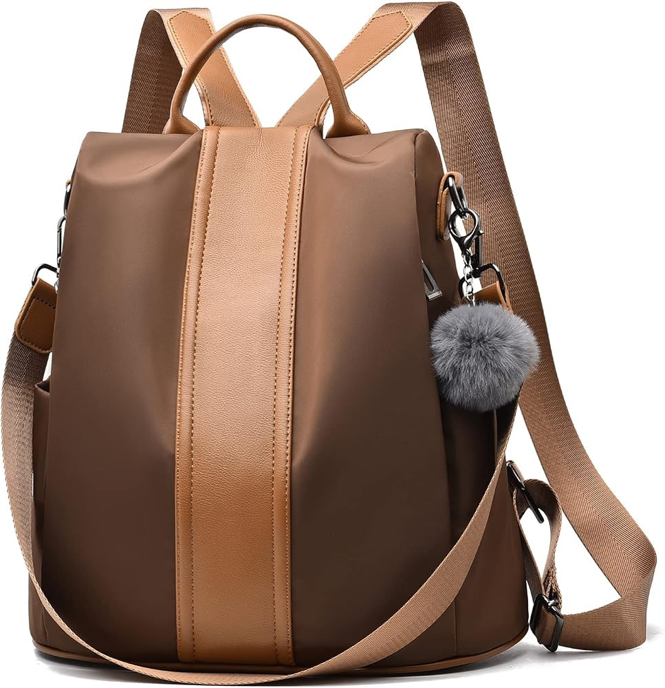 PINCNEL Women Backpack Purse Waterproof Nylon Anti-theft Rucksack Lightweight Shoulder Bag(Brown1... | Amazon (US)