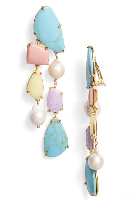 Lele Sadoughi Pastel Rainbow Pebble Chandelier Clip-On Earrings at Nordstrom | Nordstrom