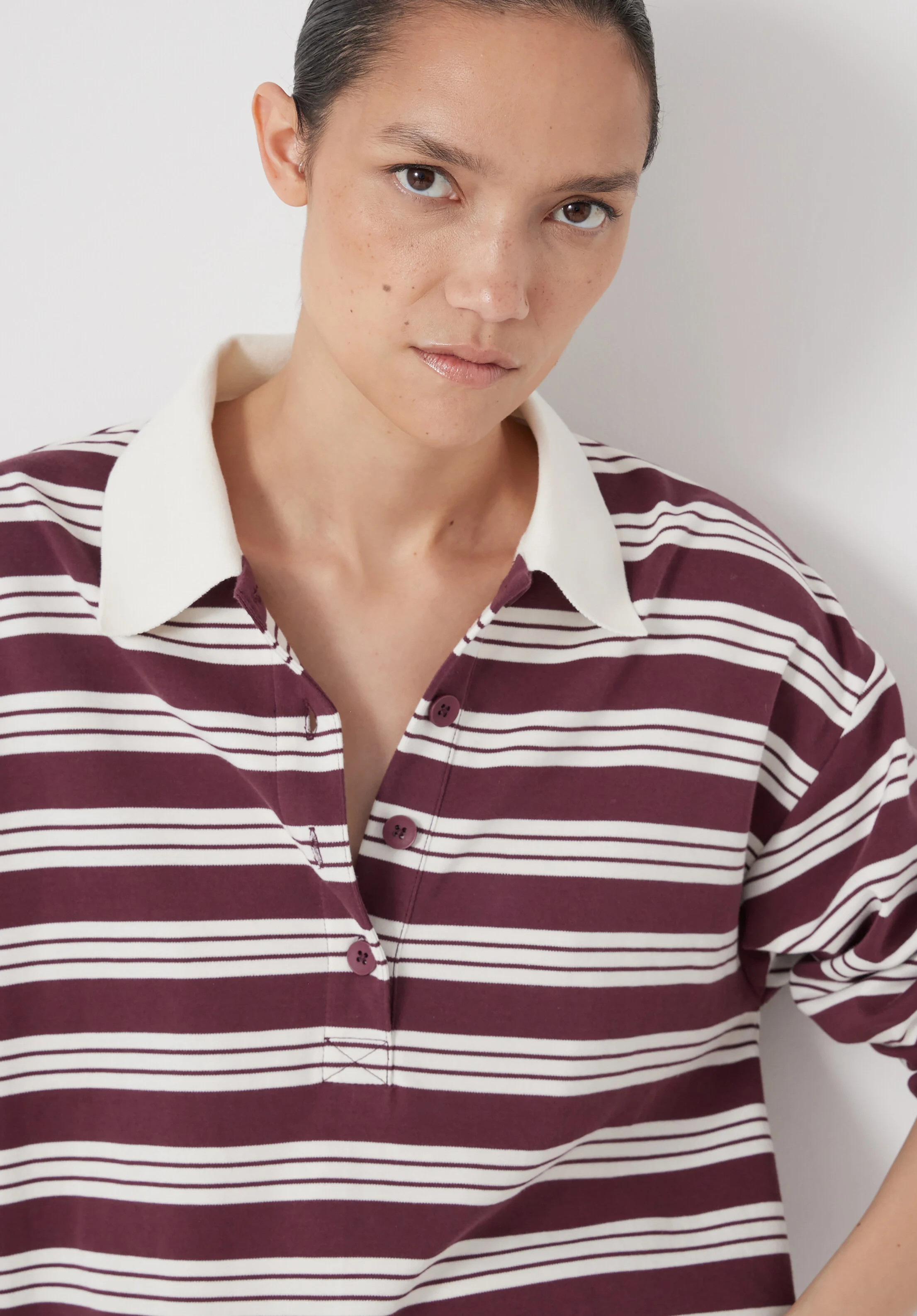 Cotton Striped Polo Top | Hush UK