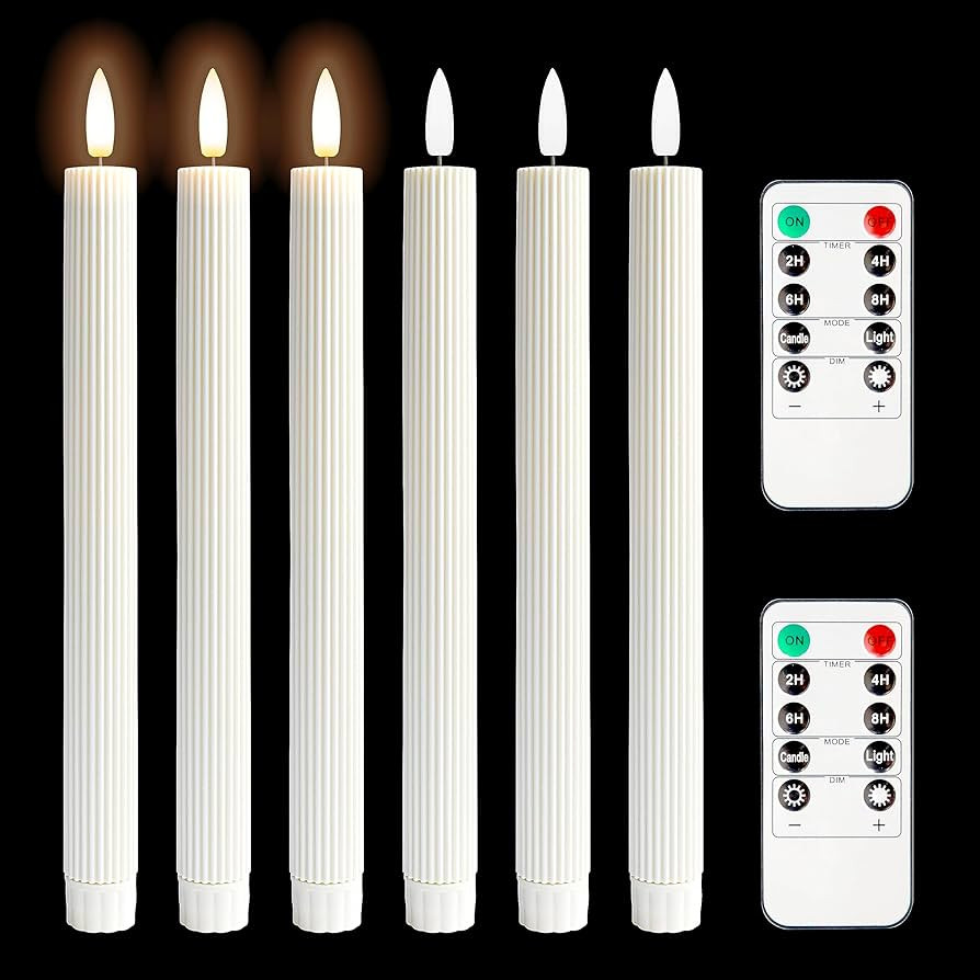 Flameless Taper Candles Battery Operated Flickering with Remote Timer, 10.24 inch Ivory Led Candl... | Amazon (US)