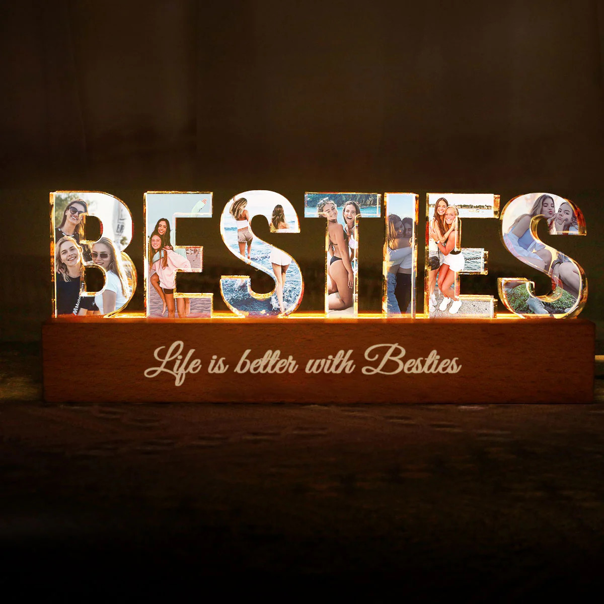 Personalized Bestie Photo Collage LED Night Light, Galentine's Day Gift | Trending Custom