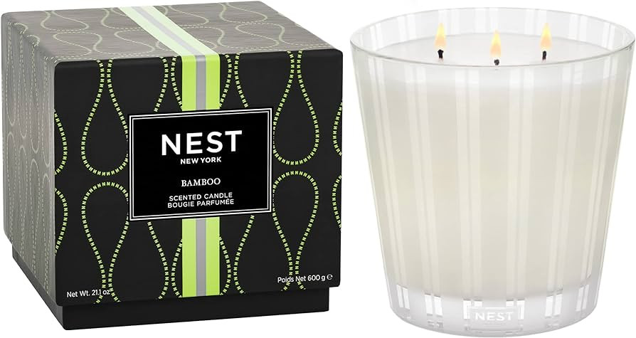 NEST New York Scented 3-Wick Candle, Bamboo - 21.2 oz - Up to 100-Hour Burn Time - Reusable Glass... | Amazon (US)