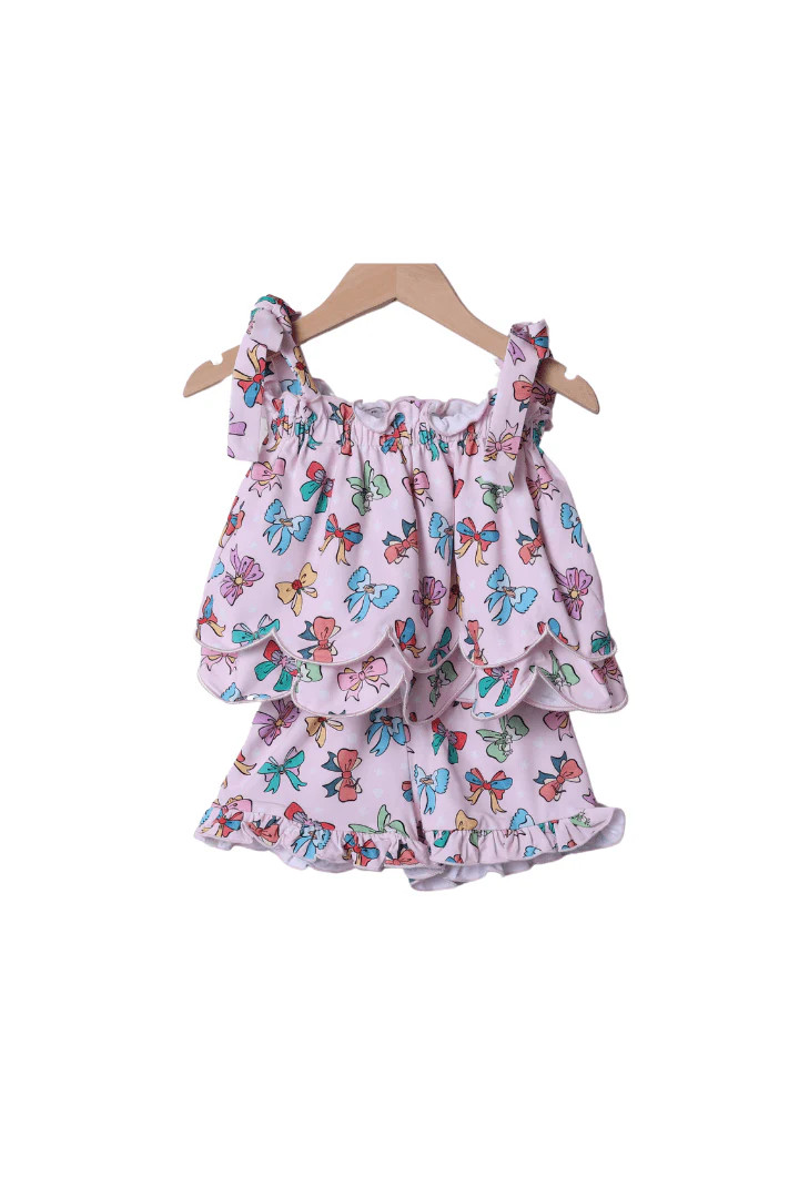 Colorful Bow Princess Short Set | The Smocked Flamingo