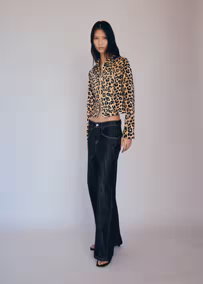 MANGO - Leopard-print jacket with double zipper beige - S - Women | MANGO (US)