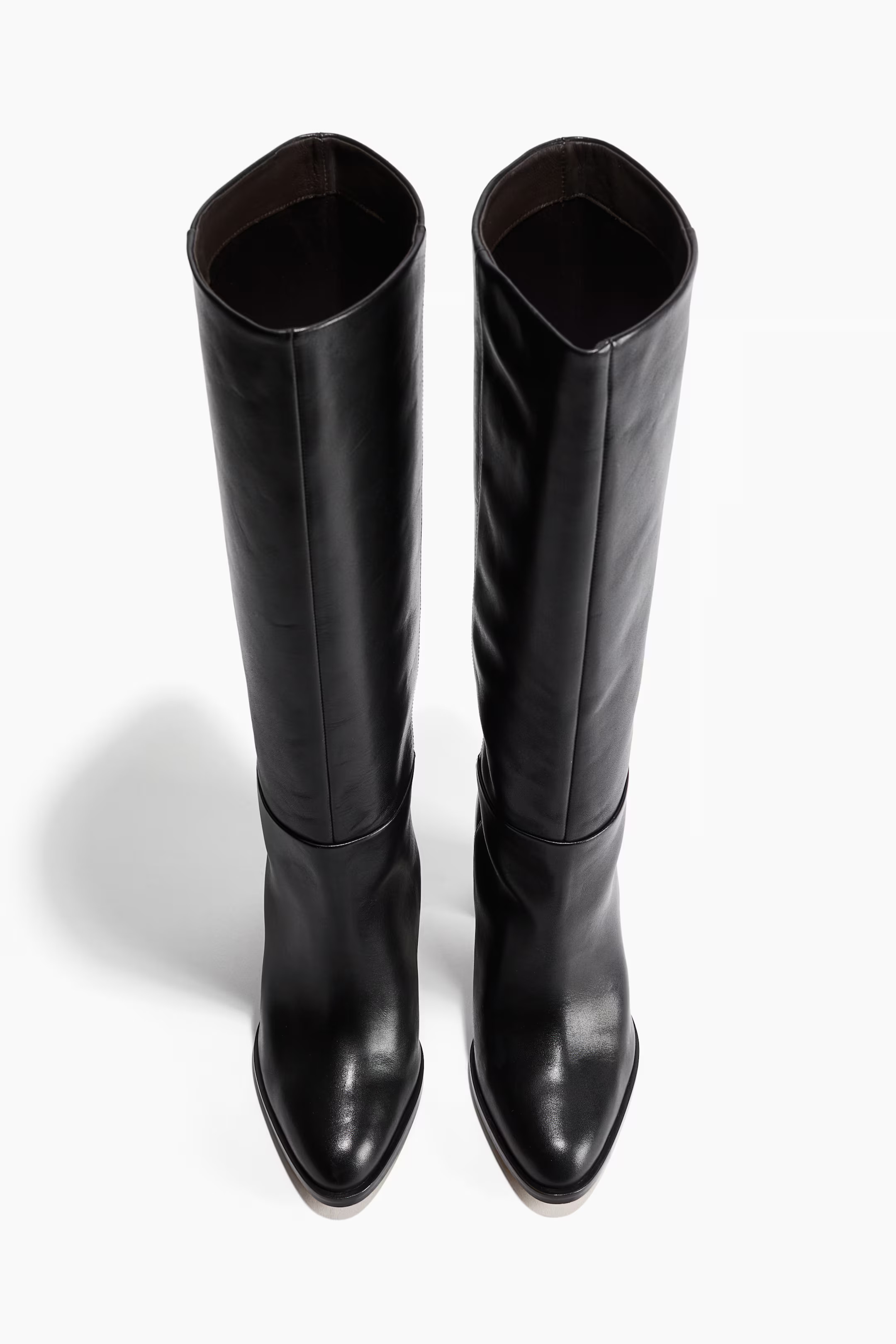 Knee-high leather boots - Black - Ladies | H&M GB | H&M (UK, MY, IN, SG, PH, TW, HK)