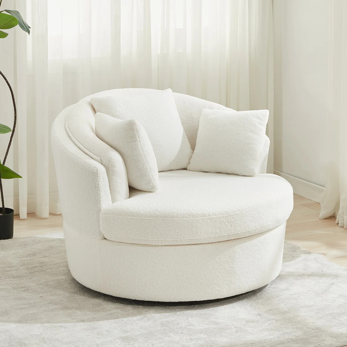 43.3" W Oversized Upholstered Swivel Barrel Chair | Wayfair North America