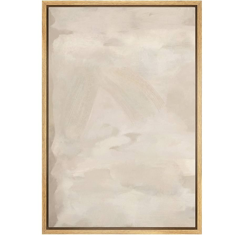 SIGNFORD Framed Canvas Print Wall Art Rustic Tan Paint Stroke Landscape Abstract Shapes Illustrat... | Amazon (US)