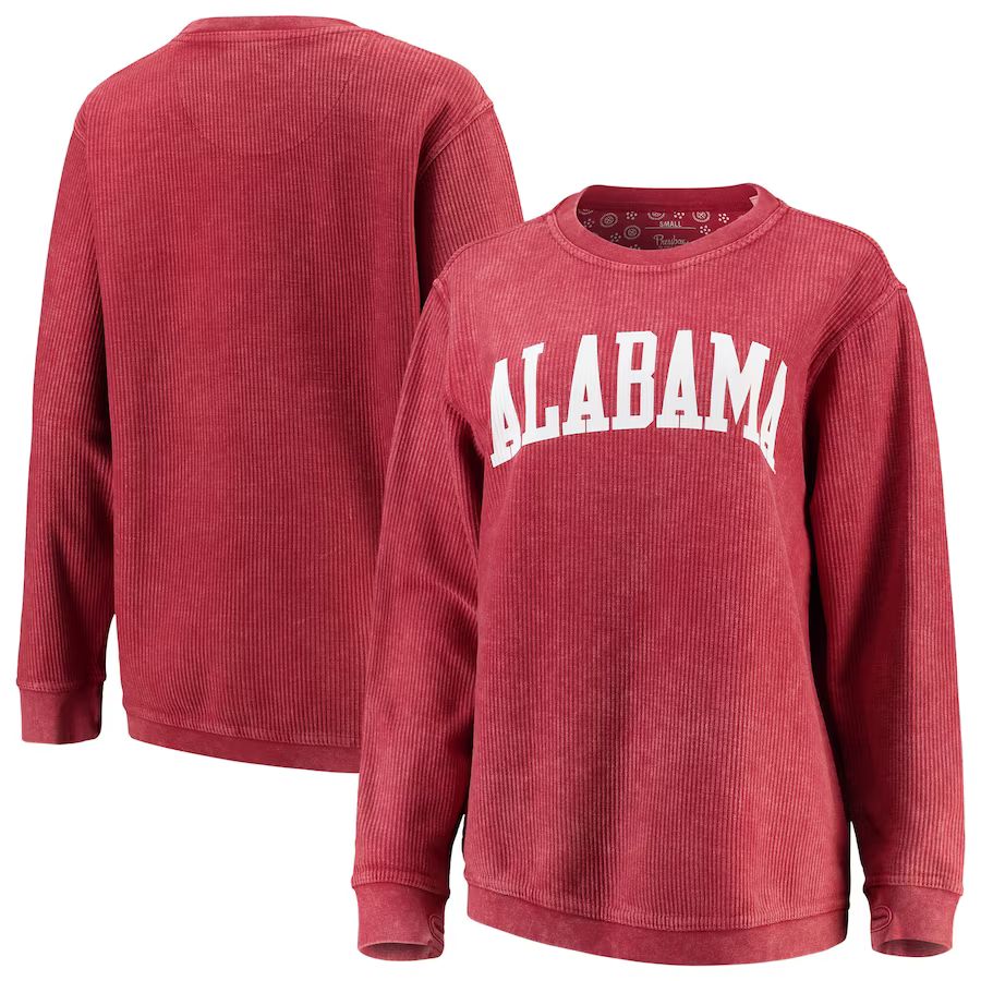 Alabama Crimson Tide Pressbox Women's Comfy Cord Vintage Wash Basic Arch Pullover Sweatshirt - Bl... | Fanatics