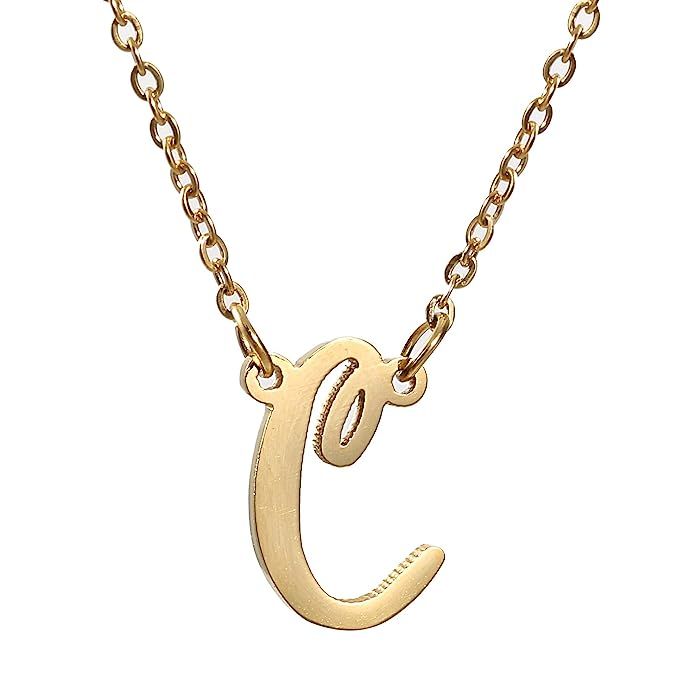 AOLO Initial Necklace 26 Letters from A-Z Stainless Steel Silver and Gold Color | Amazon (US)