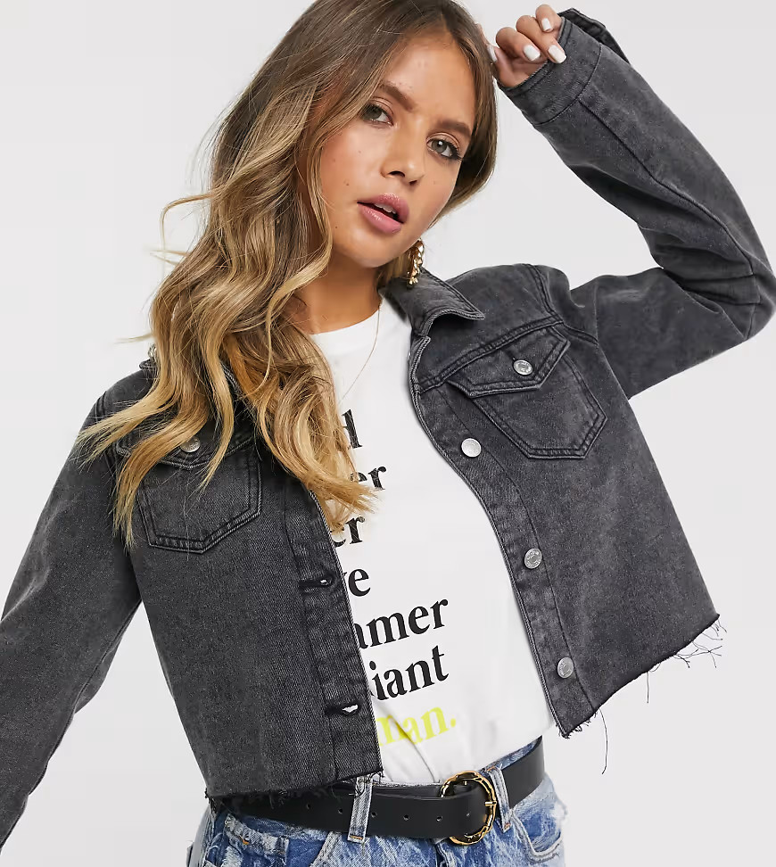 Urban Bliss cropped denim jacket-Black | ASOS (Global)