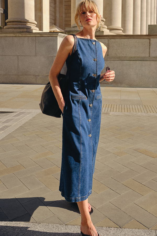 ALIGNE Denim Midi Dress - Blue | Santiago | ALIGNE UK & EU