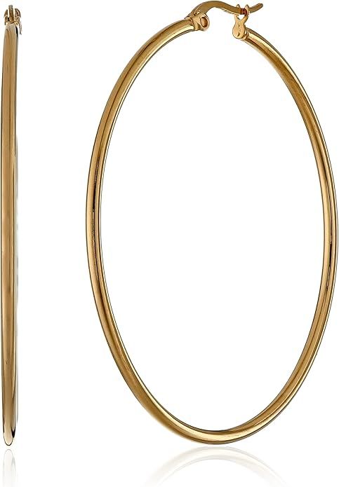 Amazon Essentials Stainless Steel Rounded Tube Hoop Earrings | Amazon (US)