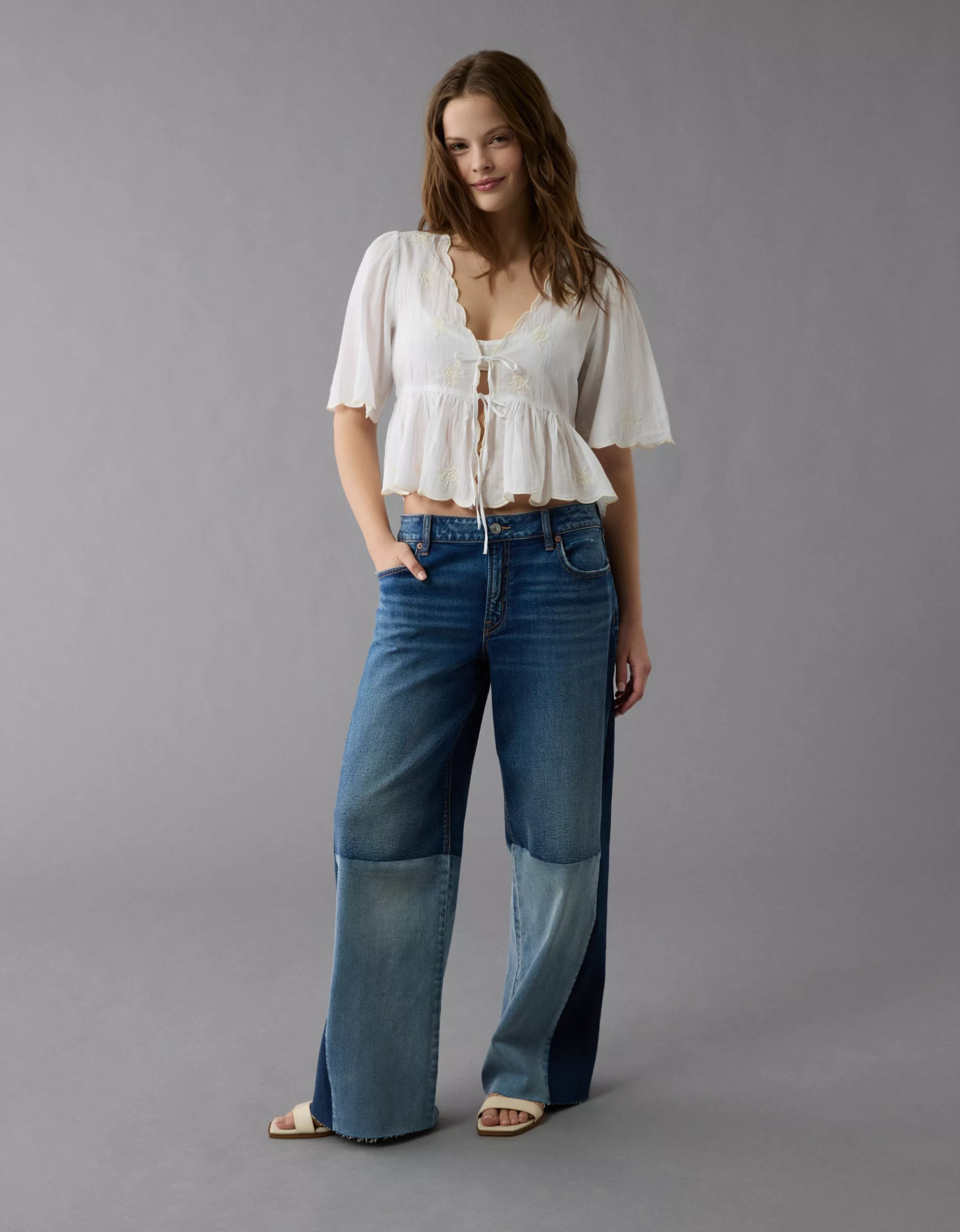 AE Stretch Low-Rise Baggy Wide-Leg Jean | American Eagle Outfitters (US & CA)
