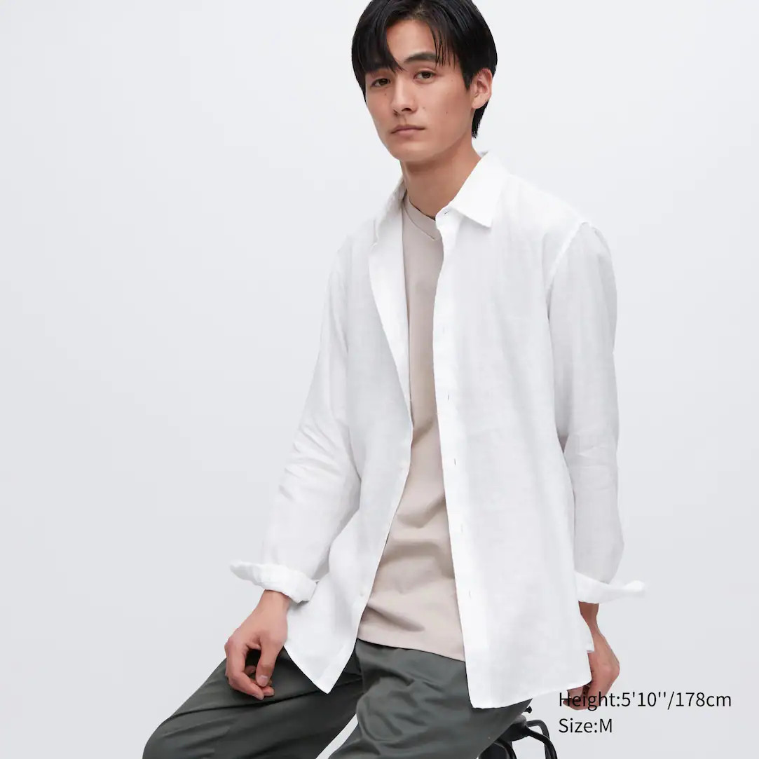 100% Premium Linen Regular Fit Shirt (Regular Collar) | UNIQLO (UK)