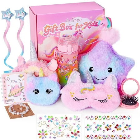 Aofmee Unicorn Gift for Girls, 12 Pcs Beauty Spa Gifts Baskets Set with Princess Toy, Birthday Christmas Surprise Box for Age 3-12 Little Girls Pink | Walmart (US)