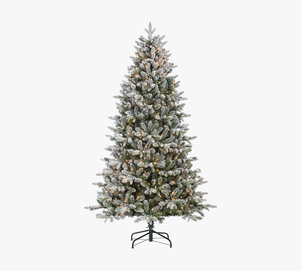 Lit Flocked Mountain Fir Faux Christmas Tree - 7.5 Ft. | Pottery Barn (US)