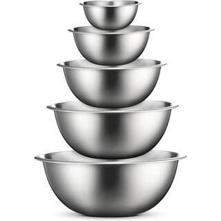 6-Piece Stainless Steel Mixing Bowl Set Silver Finish Stackable Nesting Bowls for Kitchen Food Prep Baking Cooking | The Home Depot