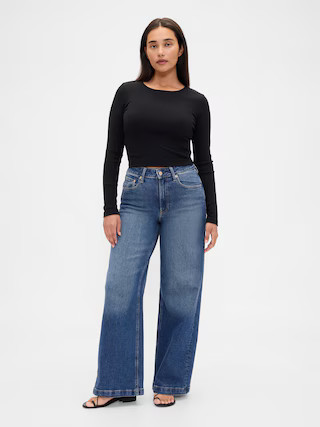 Curvy High Rise Stride Wide-Leg Jeans | Gap (US)