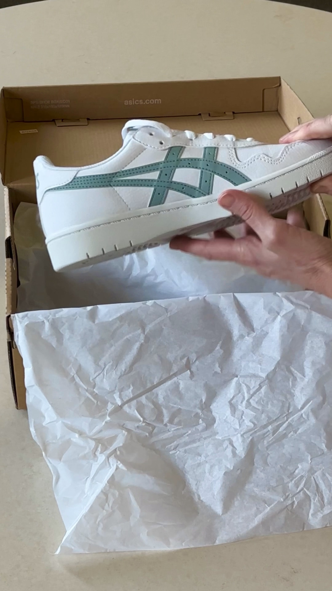Unboxing these lovely Asics leather sneakers.  I love the muted green with the white leather.  I wore these sneakers with the blue romper in my last post.  They fit tts

Neutral leather sneakers 
White leather sneakers
Women's casual sneakers

#LTKShoeCrush #LTKActive #LTKVideo