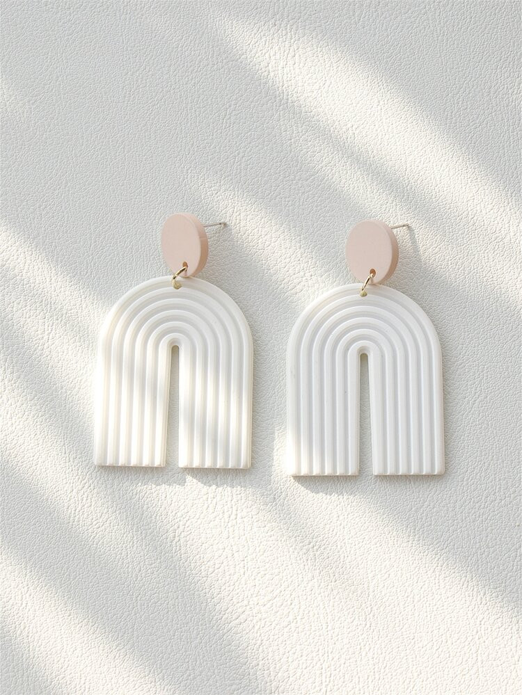 Textured U Drop Earrings | SHEIN
