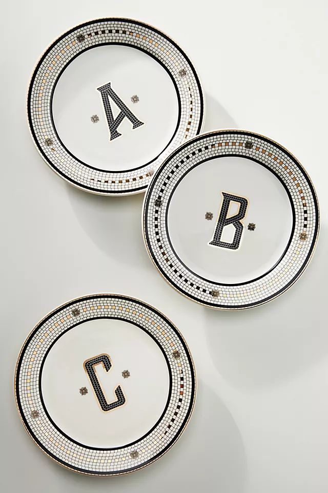 Bistro Tile Monogram Dessert Plate | Anthropologie (US)