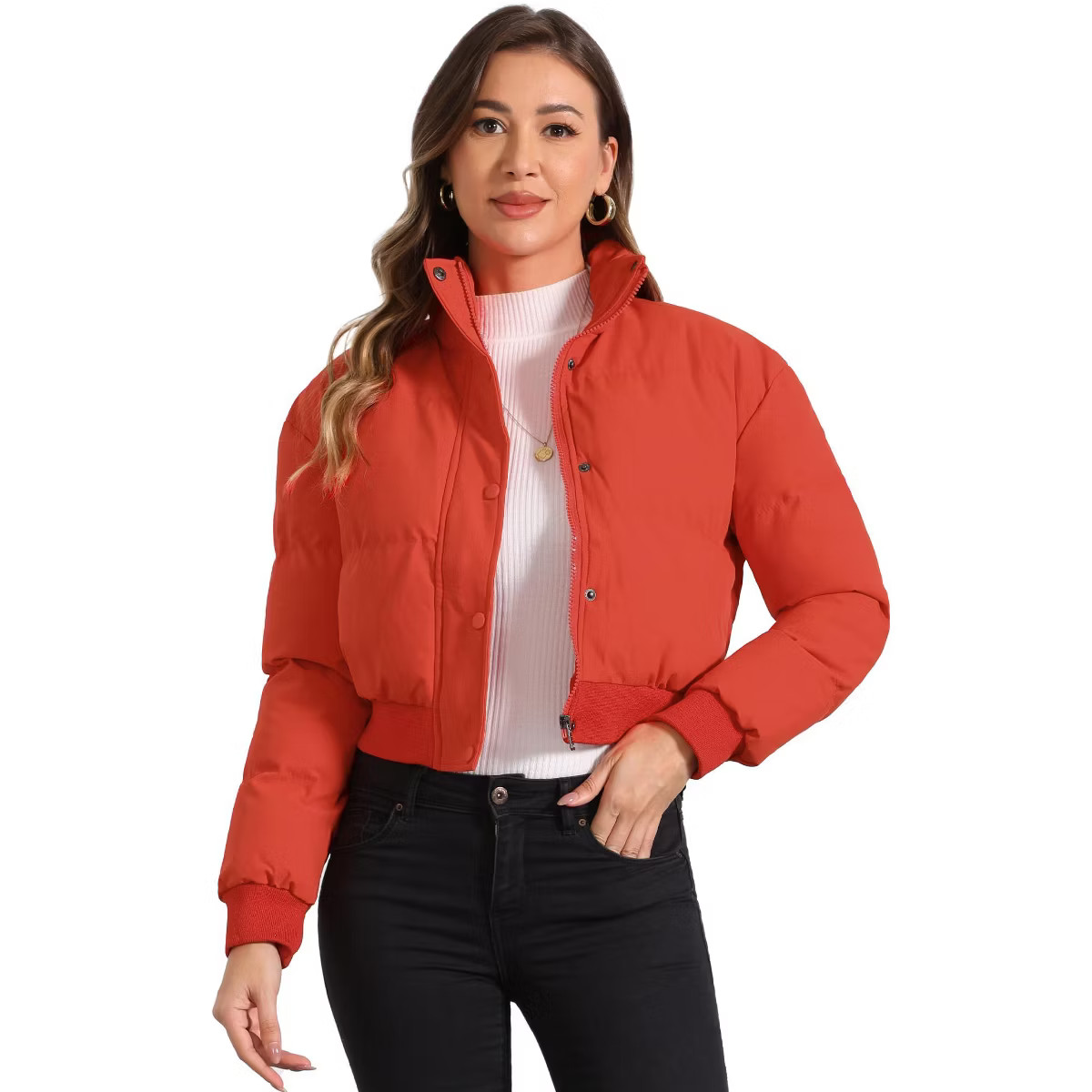 INSPIRE CHIC Women's Winter Outwear Baggy Padded Cropped Bomber Jacket | Target