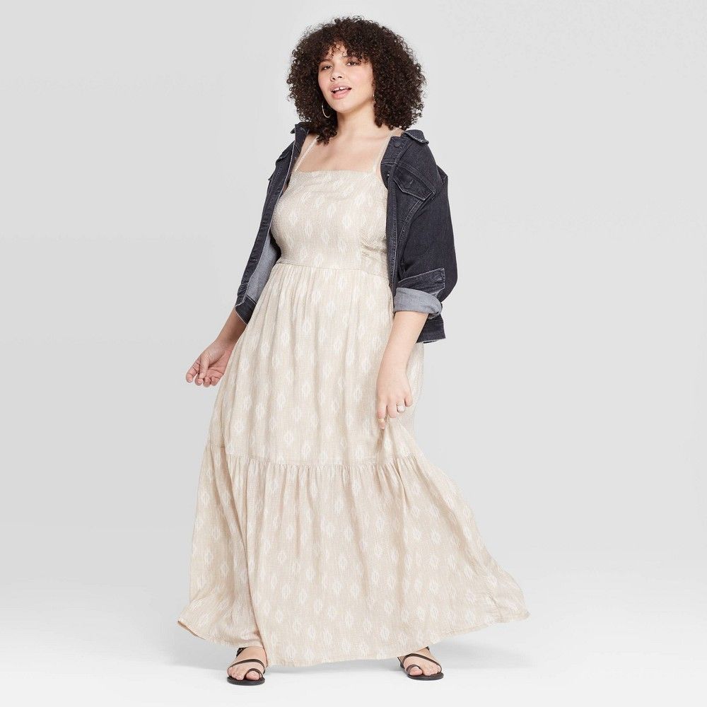 Women's Plus Size Sleeveless Square Neck Tiered Maxi Dress - Universal Thread White X | Target