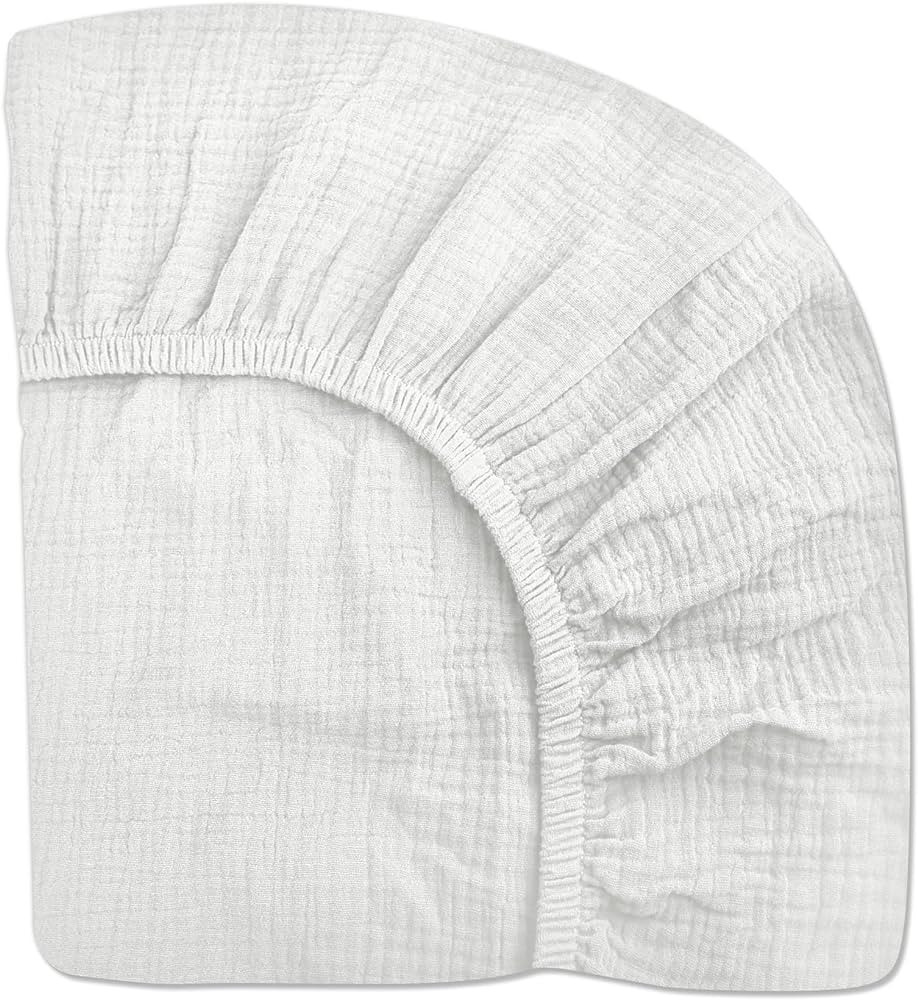Crib Sheets for Boys Girl, Fitted Baby Toddler Bed Sheets 28" x 52", Neutral Muslin Cotton Crib M... | Amazon (US)
