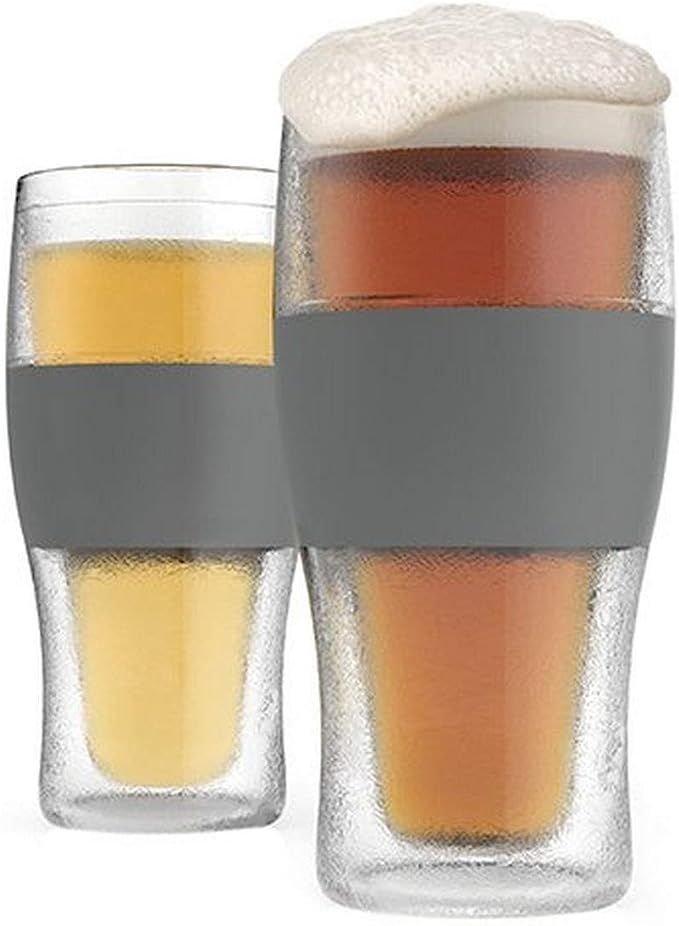 Host Freeze Beer Freezer Gel Chiller Double Wall Plastic Frozen Pint Glass, 16 oz, Grey 2-Pack | Amazon (US)