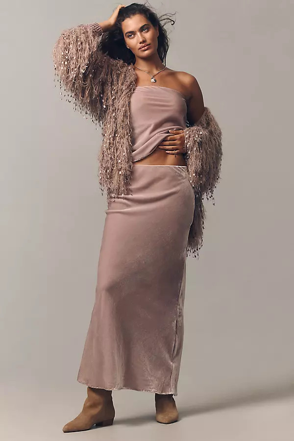 The Tilda Maxi Slip Skirt: Velvet Edition | Anthropologie (US)