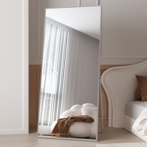 LFT HUIMEI2Y Full Length Mirror 65"x22", Full Body Tempered Mirror Rectangle with Stand, Large Wall Mounted Mirror for Bedroom or Living Room, Silver | Amazon (US)