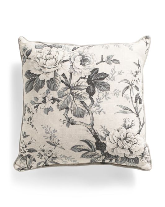 Made In Usa 22x22 Linen Blend Floral Pillow | TJ Maxx