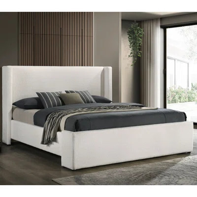Froberg White Upholstered Wingback Bed | Wayfair North America