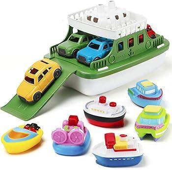 Bath Boat Toy,11 Piece Bath Boat Toy with 4 Mini Cars and 6 Boat Squirters,Floating Boat Toys for... | Amazon (US)