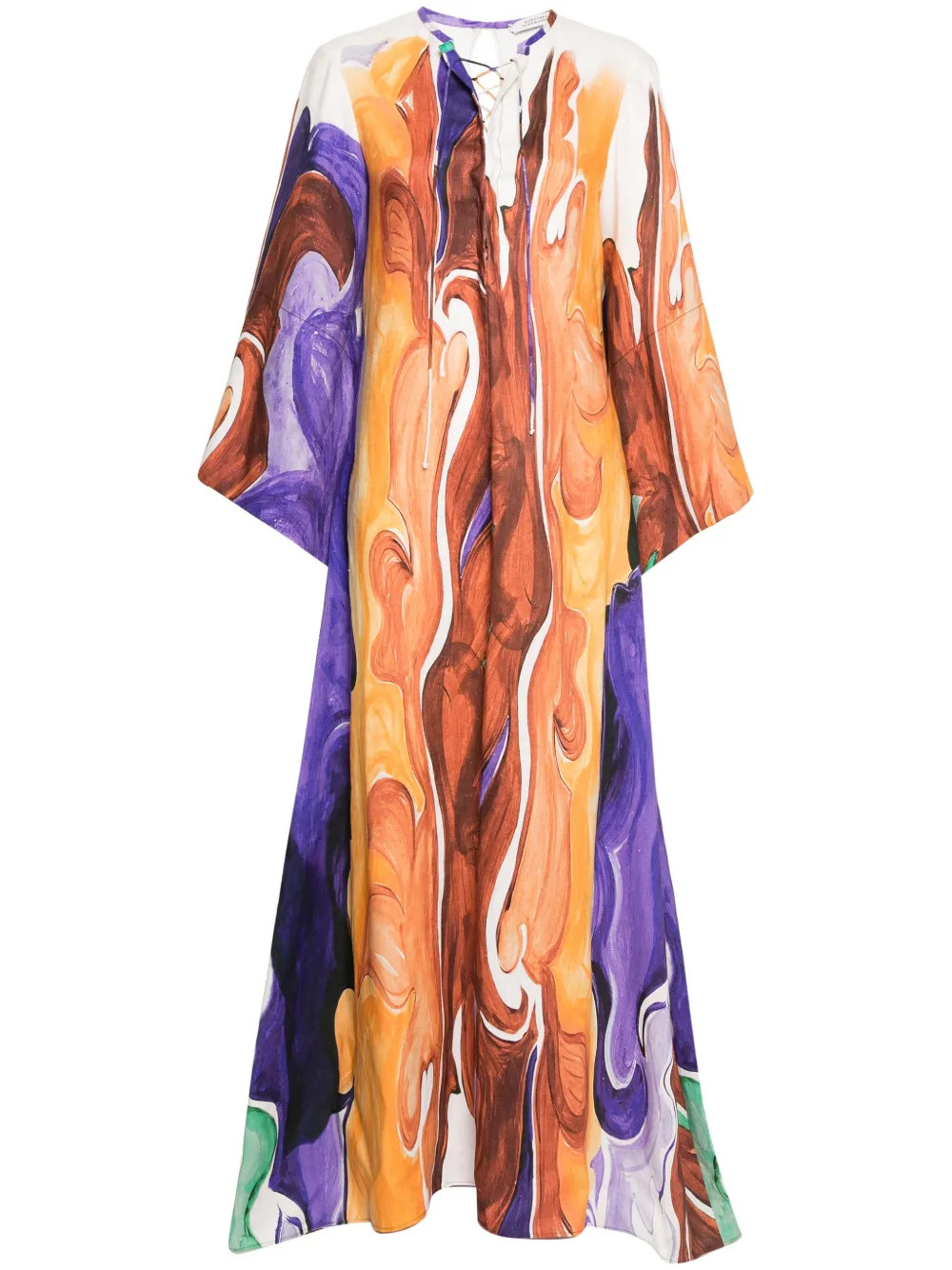 Dorothee Schumacher abstract-print Linen Kaftan Dress - Farfetch | Farfetch Global
