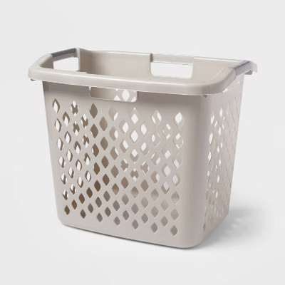 2.1bu Lamper Gray - Brightroom™: Plastic Clothes Hamper with Built-In Handles, Open-Top, 1 Comp... | Target