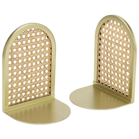 Home Decor Collection Sterling & Noble Home Gold and Natural Rattan Decorative Tabletop Bookends | Walmart (US)