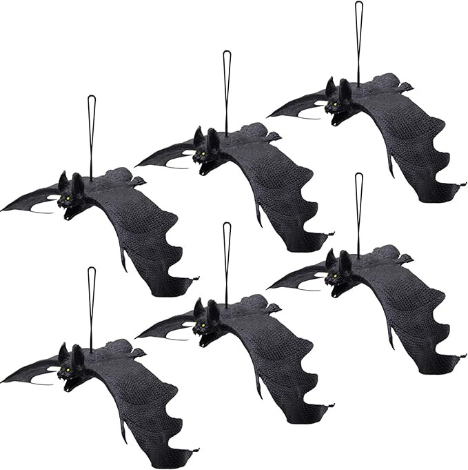 ATDAWN Halloween Hanging Bats, Rubber Bats, Realistic Looking Spooky Bats, Flying Bats Halloween ... | Amazon (US)