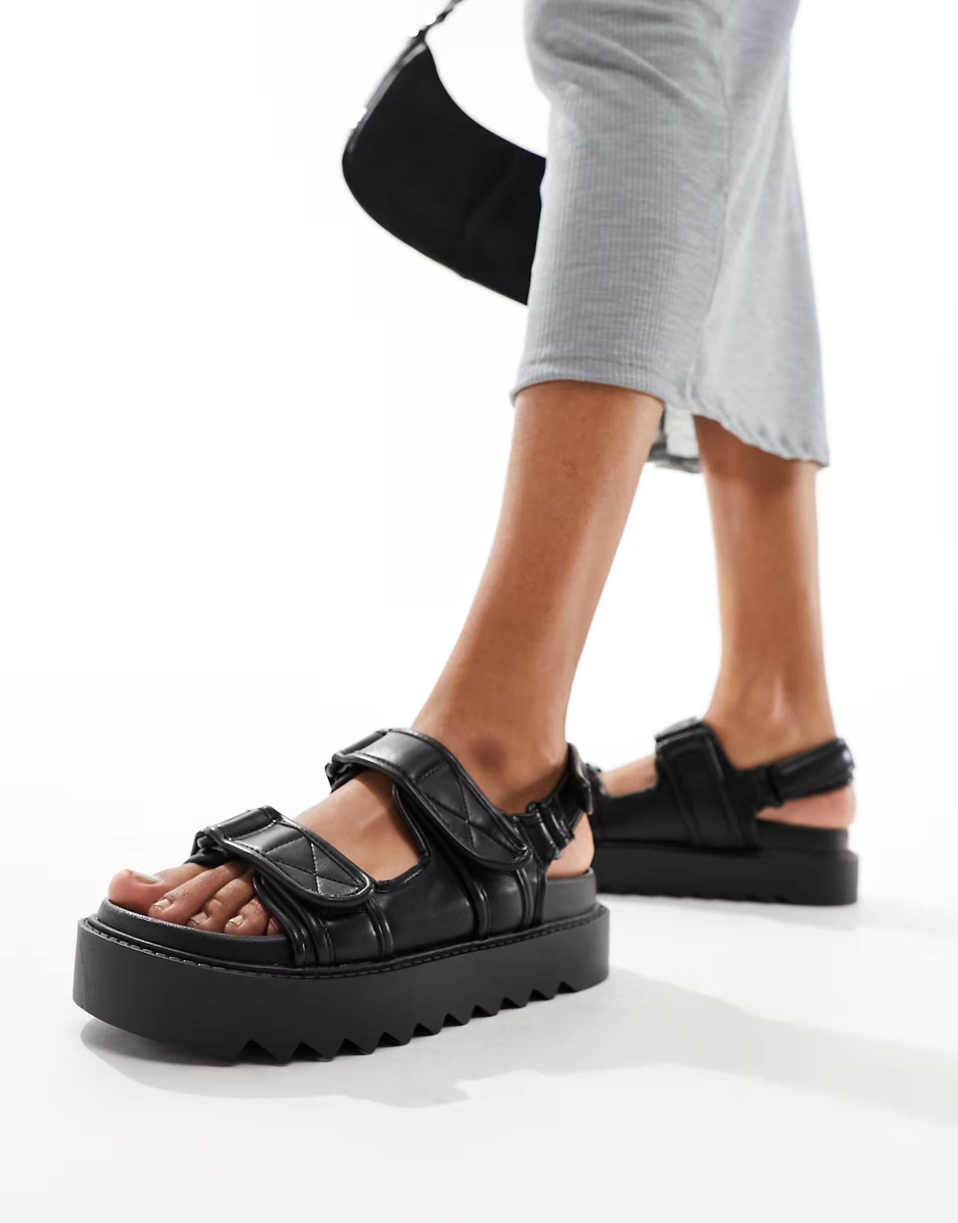 ASOS DESIGN Forecast sporty dad sandals in black | ASOS (Global)