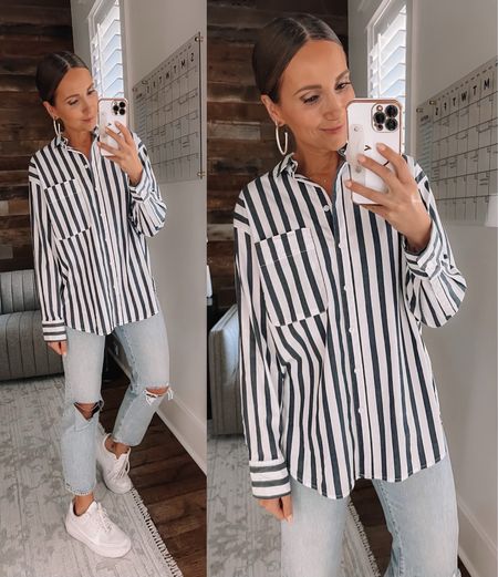 Outfit ideas for spring, spring break and traveling, how to style ripped jeans, affordable oversized shirts from Target 

#LTKFind #LTKstyletip #LTKunder100