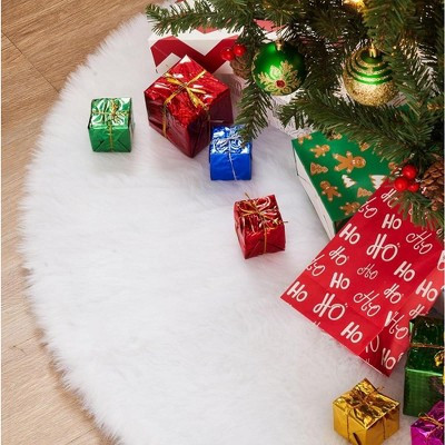 JOYFY 48’’ Christmas Tree Skirt, White Faux Fur Snowy White Plush Velvet Christmas Tree Skirt for Merry Christmas Holiday Tree Decorations and Party | Target