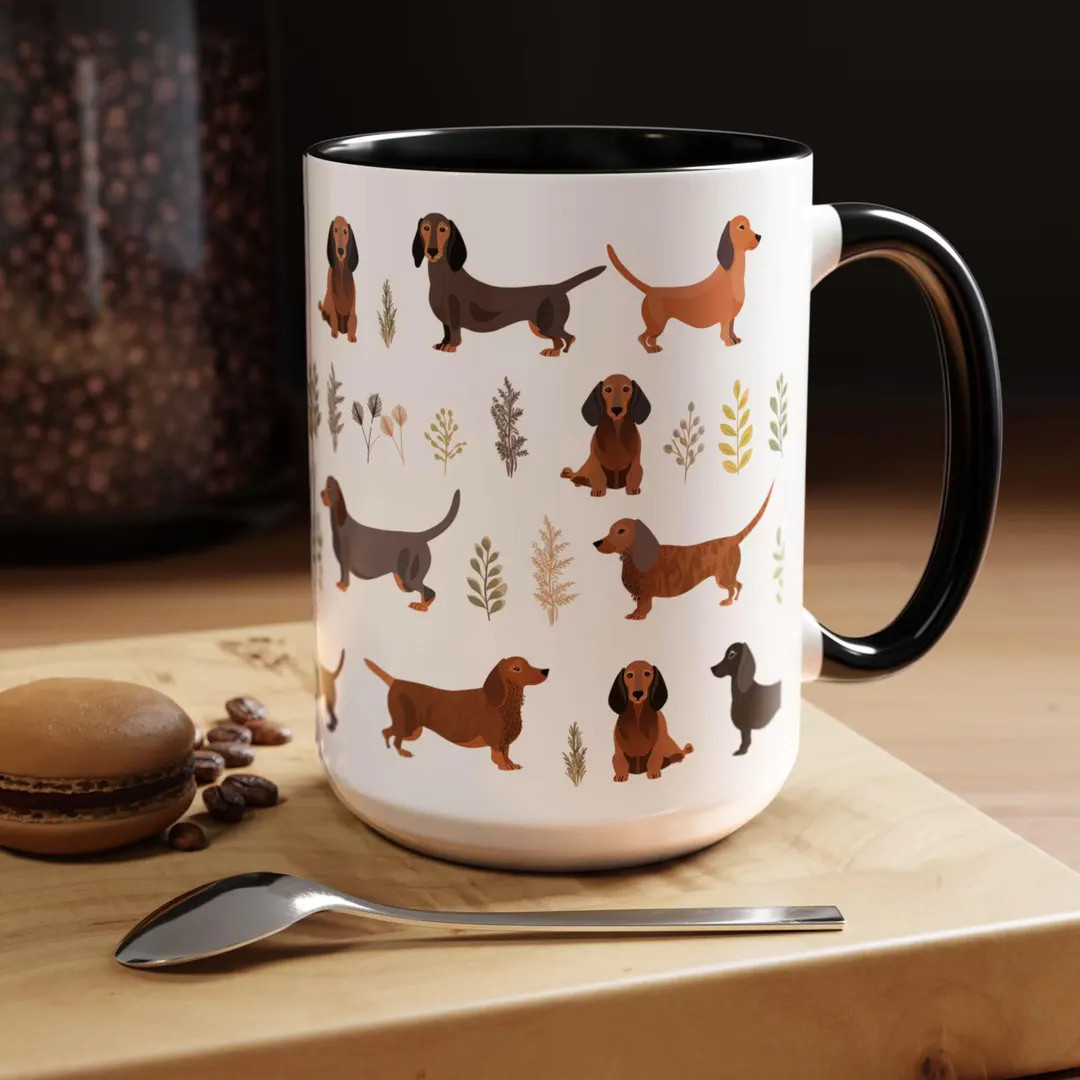 Dachshund Botanical Coffee Mug, Gift for Doxie Lover, Cute Dachshund Mug, Dachshund Lover Gift, W... | Etsy (US)
